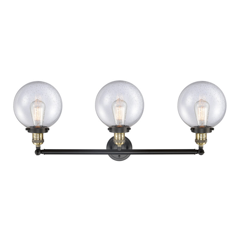 Éclairage pour meuble-lavabo en laiton antique à 3 lumières Lorri, Laiton antique noir, DEL