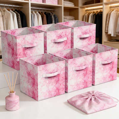 Cubes de rangement pliables en tissu - Paquet de 6 bacs de rangement pliables avec poignées pour organiser les jouets, les vêtements et l'organisation à la maison dans les casiers et les tablettes