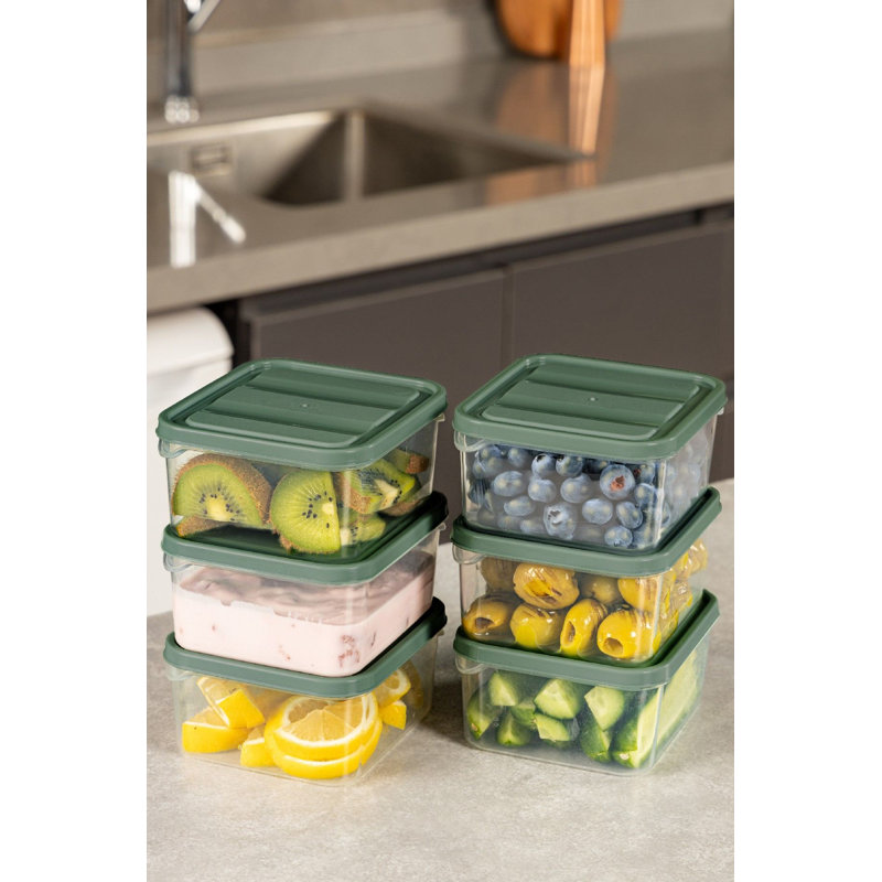 Durable Storage Box Set (6 Pieces), Green, 3.5 x 4.1 x 2.2 inches | 100% Plastic, 11.8 fl oz Each | Dishwasher Safe, Ideal for Organizing Kitchen, Craft Supplies & More, Versatile and Stylish Design