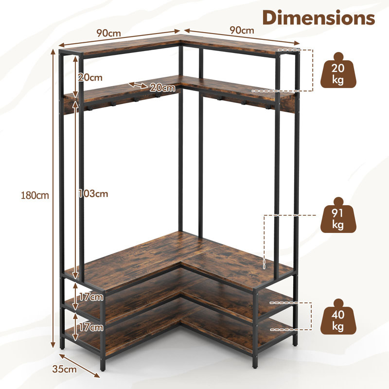 90cm Clothing Rack, Walnut/Black