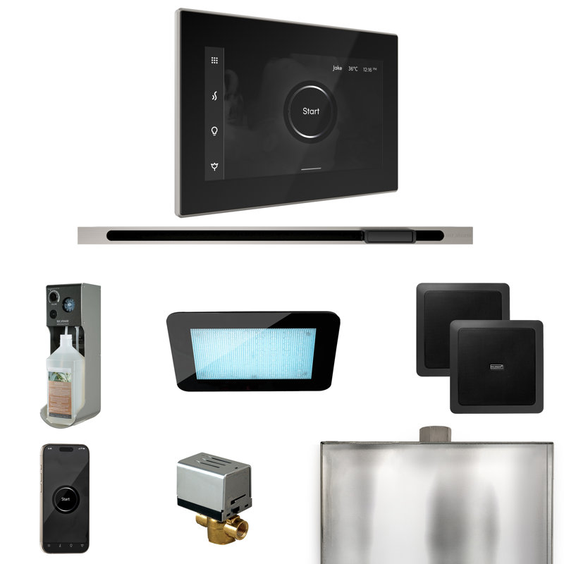 Ensemble de commande de douche à vapeur Xdream avec contrôle iSteamX et tête de vapeur linéaire , Nickel brossé