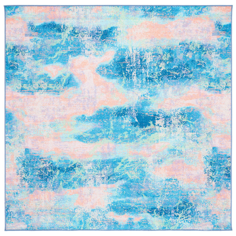 Sequoia Performance Machine Washable Abstract Rug, Square 6'7"