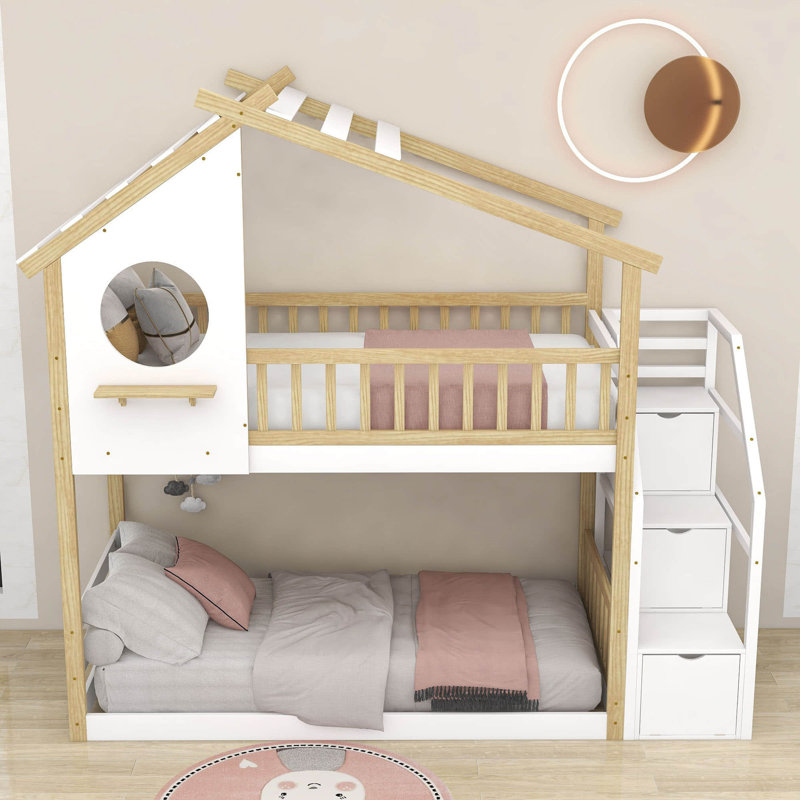 Gravett Kids Twin Over Twin Bunk Bed, White