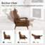 Fauteuil inclinable en cuir véritable avec accoudoirs en bois massif, fauteuil inclinable moderne à dossier haut Mid Century, fauteuil inclinable manuel réglable à 3 positions pour la chambre à coucher et le coin lecture-548712041