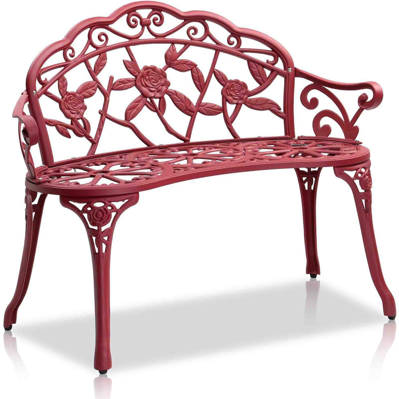 Metal Outdoor Bench, Reddish Brown
