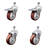 4 Inch SS Maroon Polyurethane ½ Inch Threaded Stem Caster Set 2 Total Lock Brake