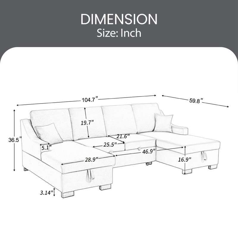 Canapé modulaire à méridienne rembourré