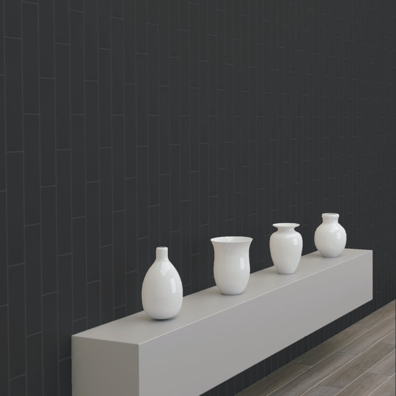 Love Note 3" x 12" Ceramic Wall Tile, Charcoal