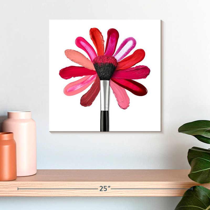 Maquillage floral rouge à lèvres, H 16 po x l 16 po