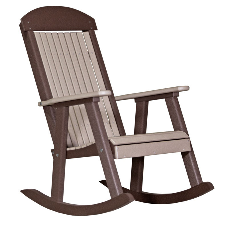 Fauteuil à bascule porche Tarik, Bois vieilli / brun châtaignier