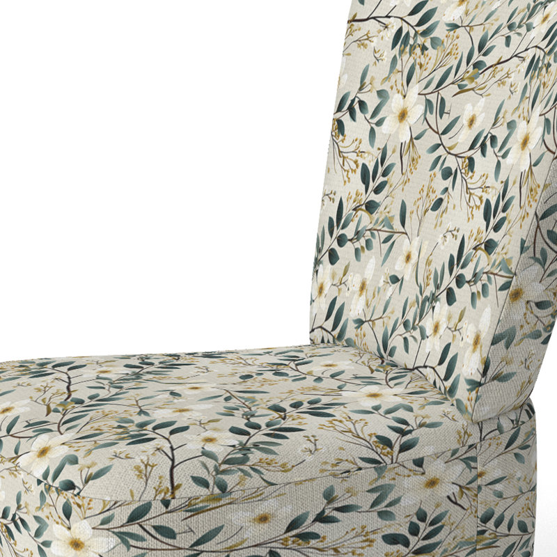 Chaise d'appoint blanche en velours blanc Coquelicots Minimalist Floral Elegance VII