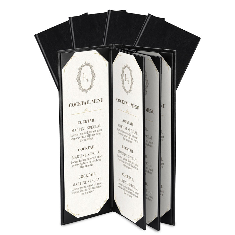 Porte-menu WeChef pour restaurant avec housse de menu en cuir de polyuréthane à une page 4,25 po x 11 po