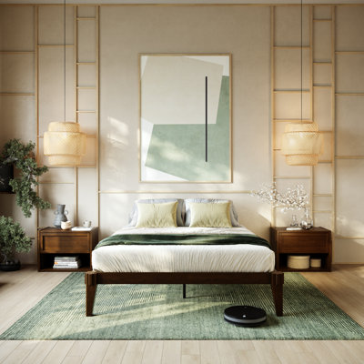 Jamerian Solid Wood Platform Bed Frame Without Headboard, Modern Bed