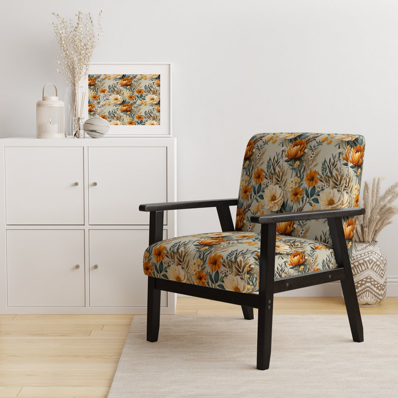 Fauteuil d'appoint rembourré bohème et éclectique orange et vert