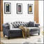 Canapé Chesterfield 79 pouces en velours gris pour salon, canapé 3 places-607771138