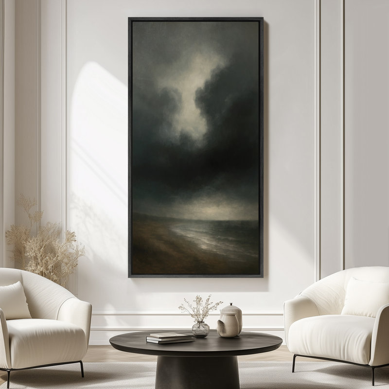 "Abstract Beach", reproduction d'art sur toile encadrée paysage côtier pour décoration murale moderne, H 60 po x l 30 po