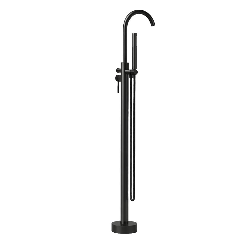 Robinet de baignoire autoportant monocommande à fixation au sol avec douche à main (débit élevé 6 gal / min) - Nickel brossé