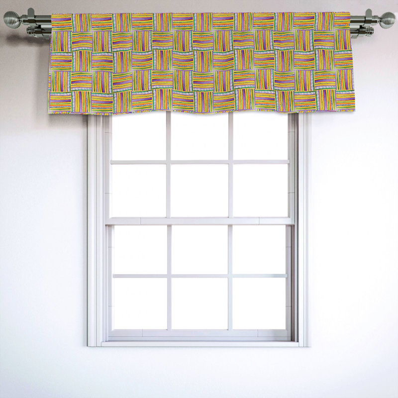 Sateen Geometric Ruffled Window Valance