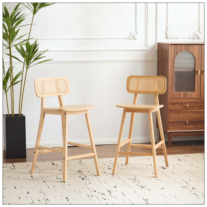 Ensemble de tabourets d'intérieur en bois avec finition naturelle, idéal pour un usage quotidien à la maison, Naturel