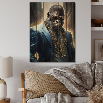 Gangster Gorilla II - impression sur bois sans cadre