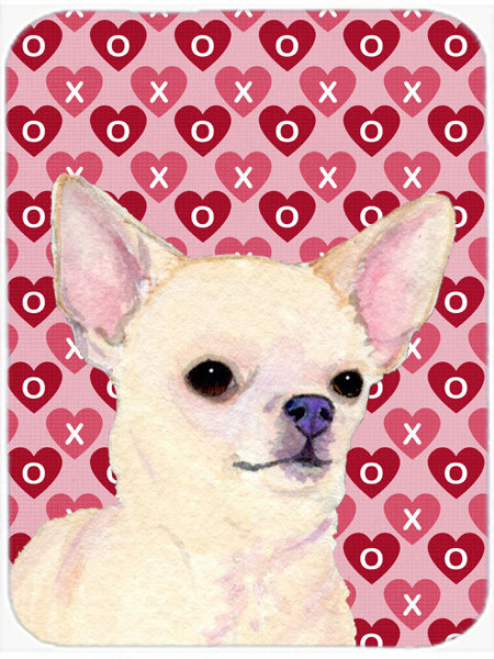 Planche à découper en verre avec cœurs de chihuahua de Caroline