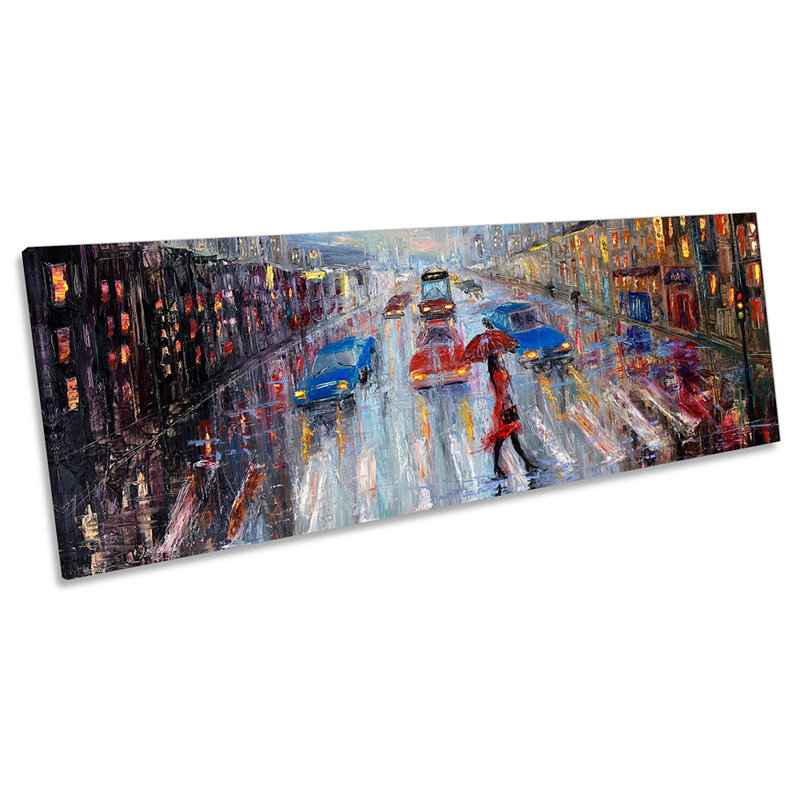 City Street Scene Paint Repro - Wrapped Canvas Panoramic Print, 40.64cm H x 121.92cm W