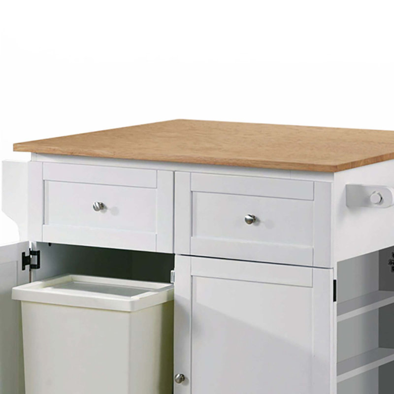 Silvain Transitional Natural Brown And White Kitchen Cart