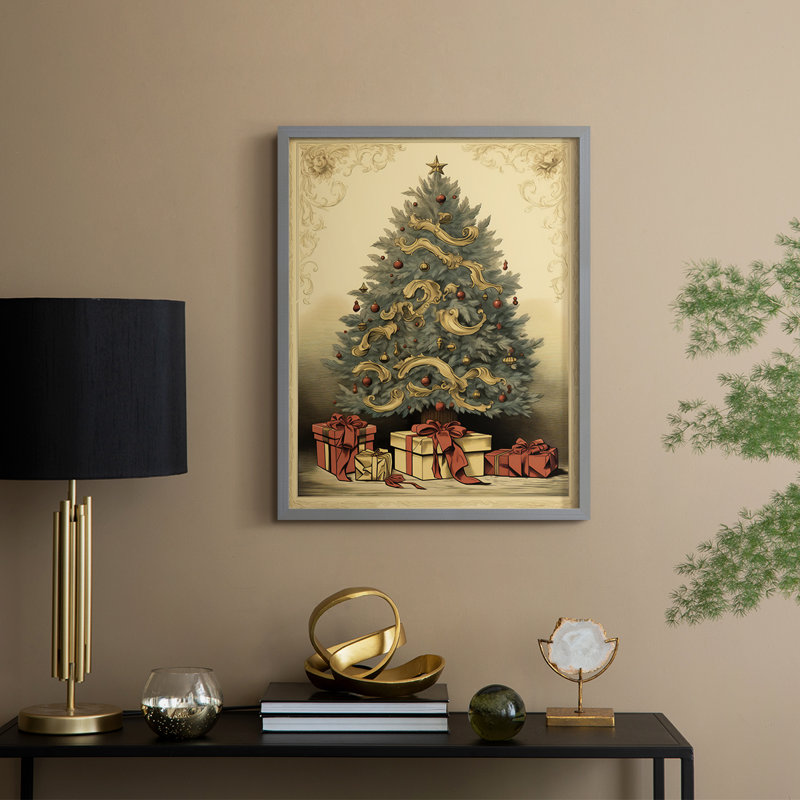 «Christmas Holiday Art CDXCII», reproduction d'art encadrée - bois massif, Gris, H 11 po x l 9 po