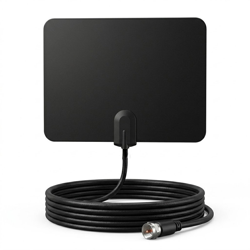 Flat Digital Tv Antenna, 11.1" H x 9.1" W, Black