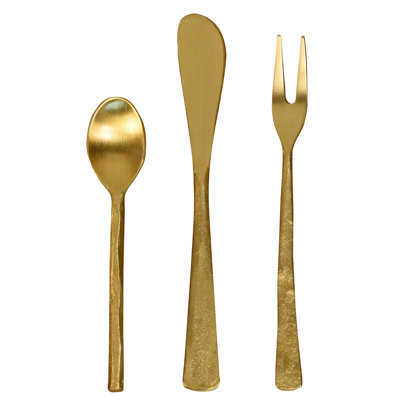 Miro Canape,Set Of 3 Knife: 6X0.75, Fork: 5.5X0.5, Spoon: 4X0.75