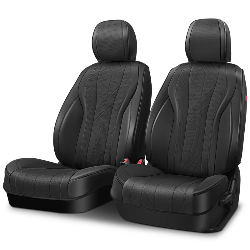 Front Row Seat Covers Universal Waterproof Polyester For Cars Suvs Trucks Airbag Compatibility​​, Black