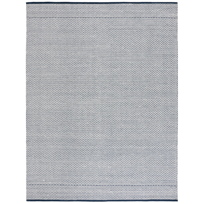 Veropeso Flat Weave Wool/Cotton Geometric Rug in Navy/Ivory/Gray, Rectangle 8' x 10'