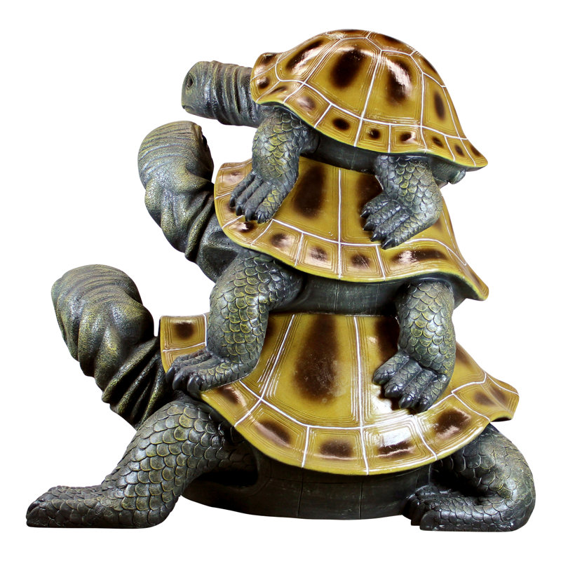 Giant Hand-Painted Resin Stacked Turtle Garden Statue