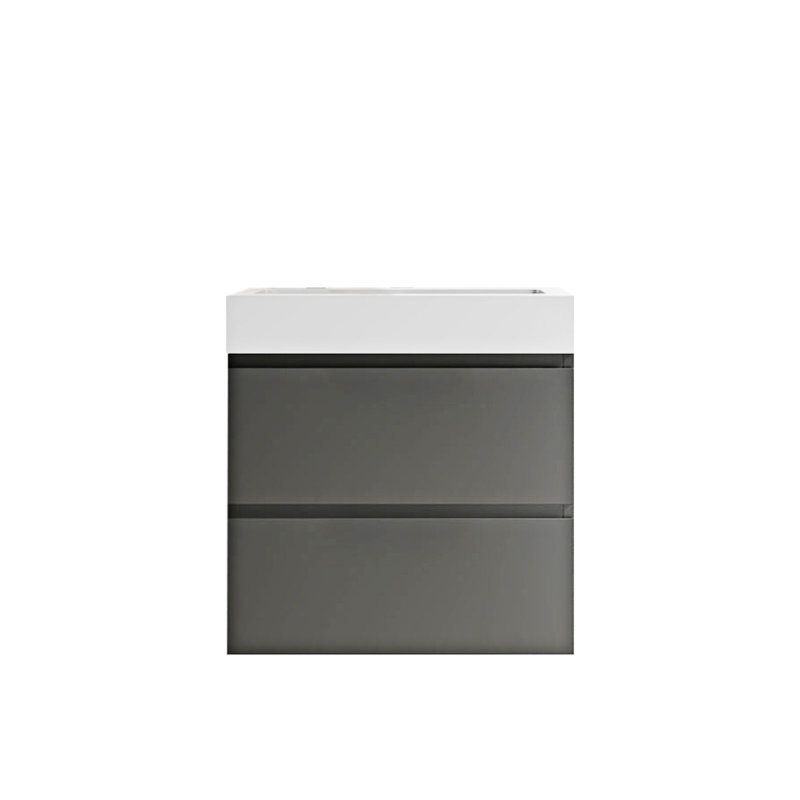 Ensemble de meuble-lavabo simple Moyle, Blanc, gris