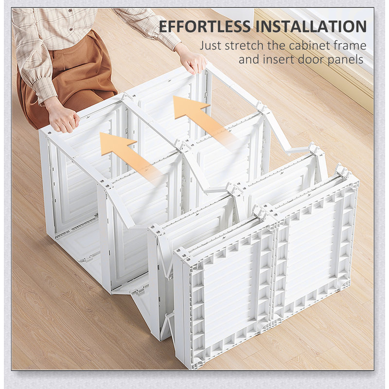 HOMCOM Portable Folding Wardrobe Closet With 8 Cube Compartments, Hanging Rod, And Magnetic Doors For Efficient Storage