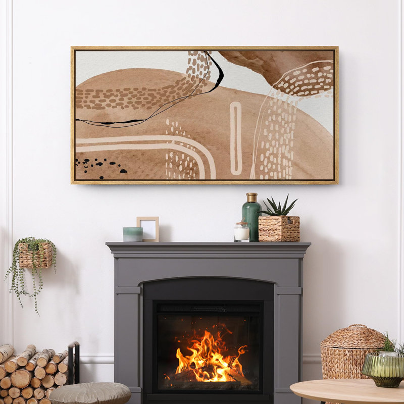 Earthy Contours, impression géométrique encadrée sur toile, H 30 po x l 60 po, Naturel