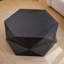 Table basse de 36,61 po de style rétro Polygon avec plateau rabattable pour un accès pratique, rangement caché, table basse cylindrique en placage de bois massif avec rangement pour le salon, la chambre à coucher et le bureau, noir-398753452