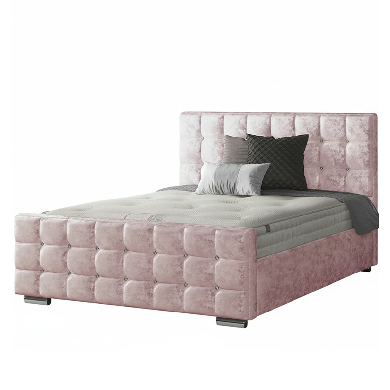 Owsley Upholstered Bed, Pink, Double (4'6)