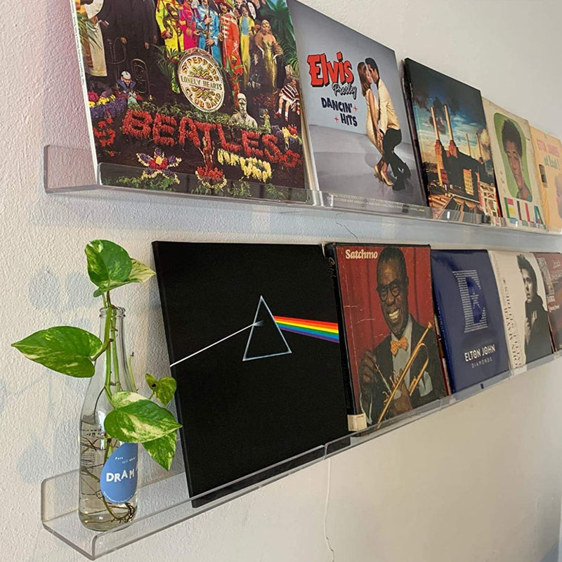 Ensemble de 4 tablettes murales flottantes transparentes en acrylique, fixation murale invisible