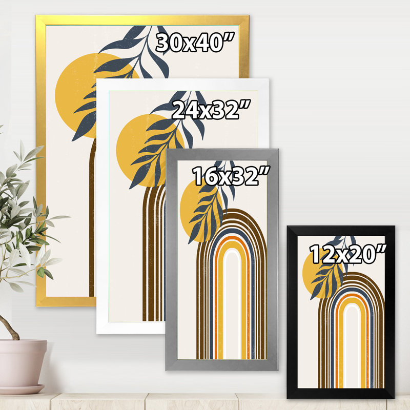 «Abstract Sun Moon Leaves II», impression sur toile, Toile avec cadre argenté, H 40 po x l 30 po x 1,5 po