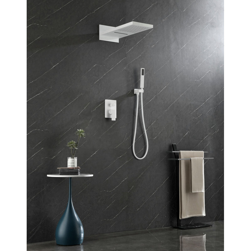 Système de douche, pomme de douche cascade avec douchette, robinet de douche mural pour salle de bain