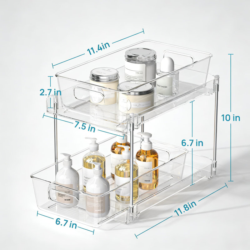 Rangement sous-évier à 2 niveaux avec tiroirs coulissants, rangement transparent pour salle de bain et cuisine pour meuble-lavabo, armoire, garde-manger, paquet de 8