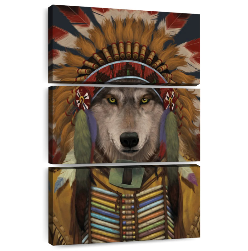 Brampt Wolf Spirit Chief, H 32 po x l 20 po