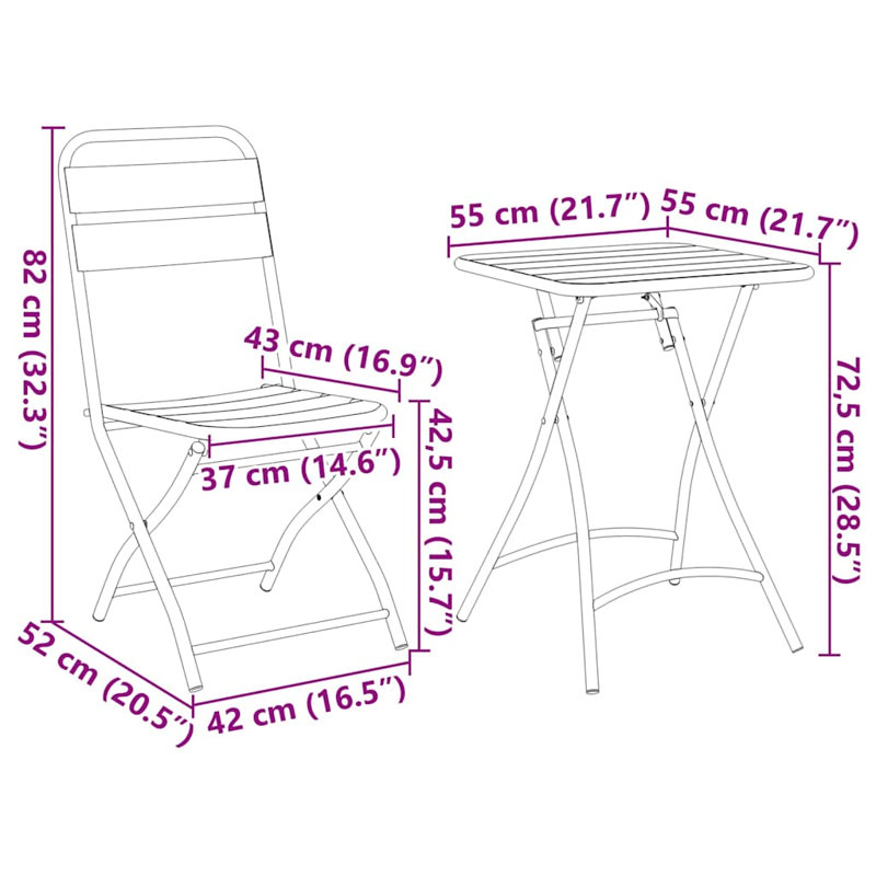 Square 3 - Piece 2 - Person 55Cm L Outdoor Bistro Set, Light Green
