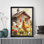 Reproduction d'art moderne sur toile encadrée moderne noir encadrée avec poules prêtes à accrocher