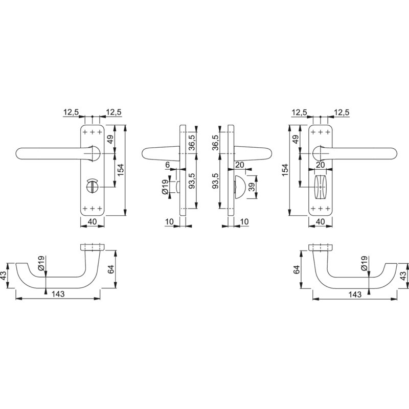 Amalan Privacy Right Hand Door Handle