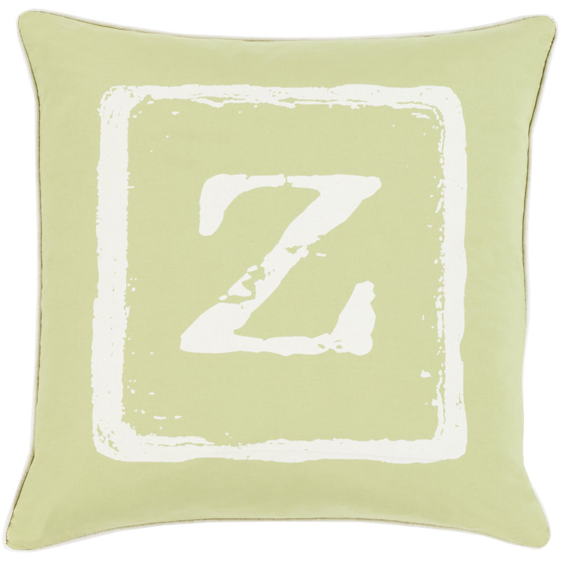 Coussin décoratif en coton, Ivoire / lime, Z, 22 po x 22 po
