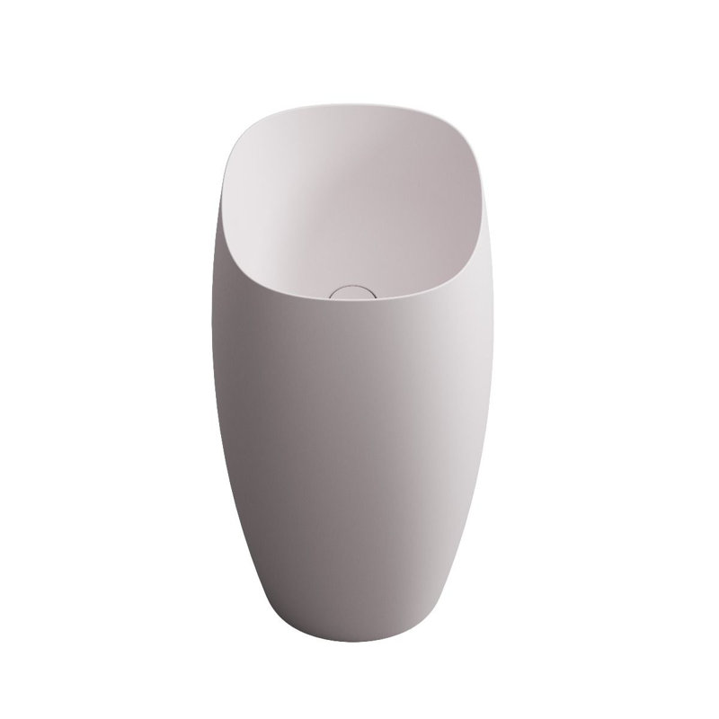 WS Bath Collections Seed 16.7'' Ceramic Circular Free Standing Bathroom Sink, Glossy White