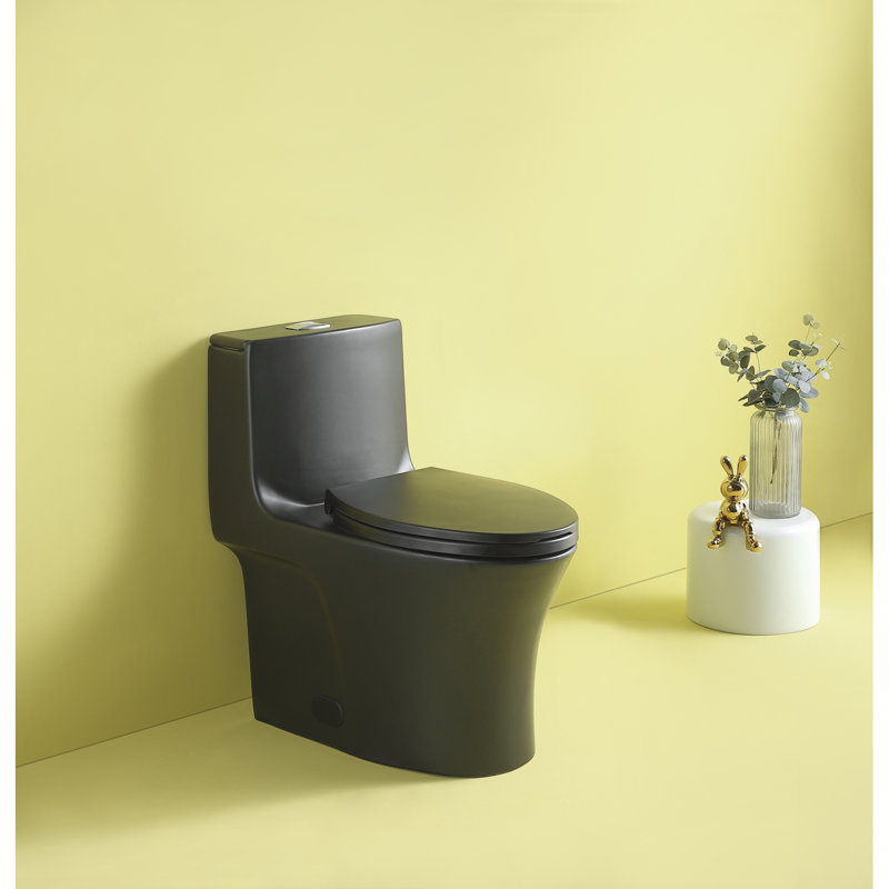 Toilette une pièce à double chasse 1,1 / 1,60 GPF, hauteur confortable, siège à fermeture douce, Noir mat