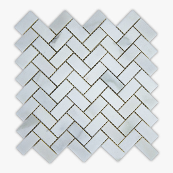 Calacatta 12" x 12" Marble Herringbone / Chevron Mosaic Wall & Floor Tile